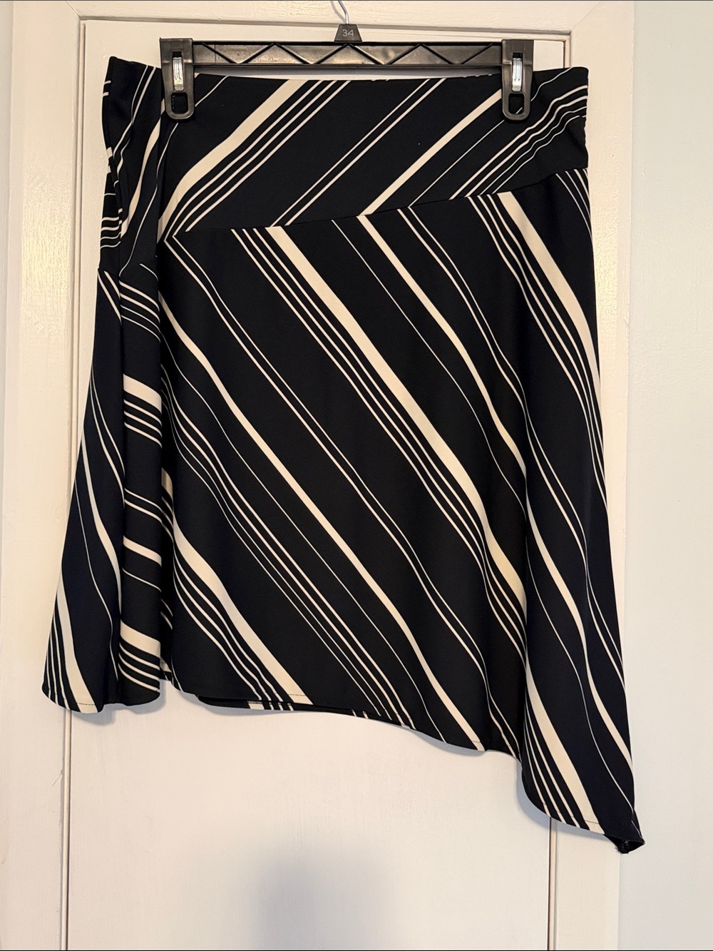 Axcess Black and White Diagonal Stripe Asymmetric Skirt